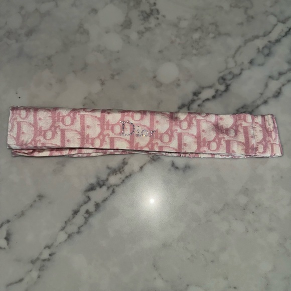 Auth Dior Pink Oblique Silk Headband - Vintage - Picture 6 of 7